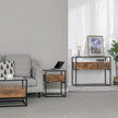 Industrial Console Table – Tempered Glass – Rustic – 2 Drawers with Stable Iron Frame