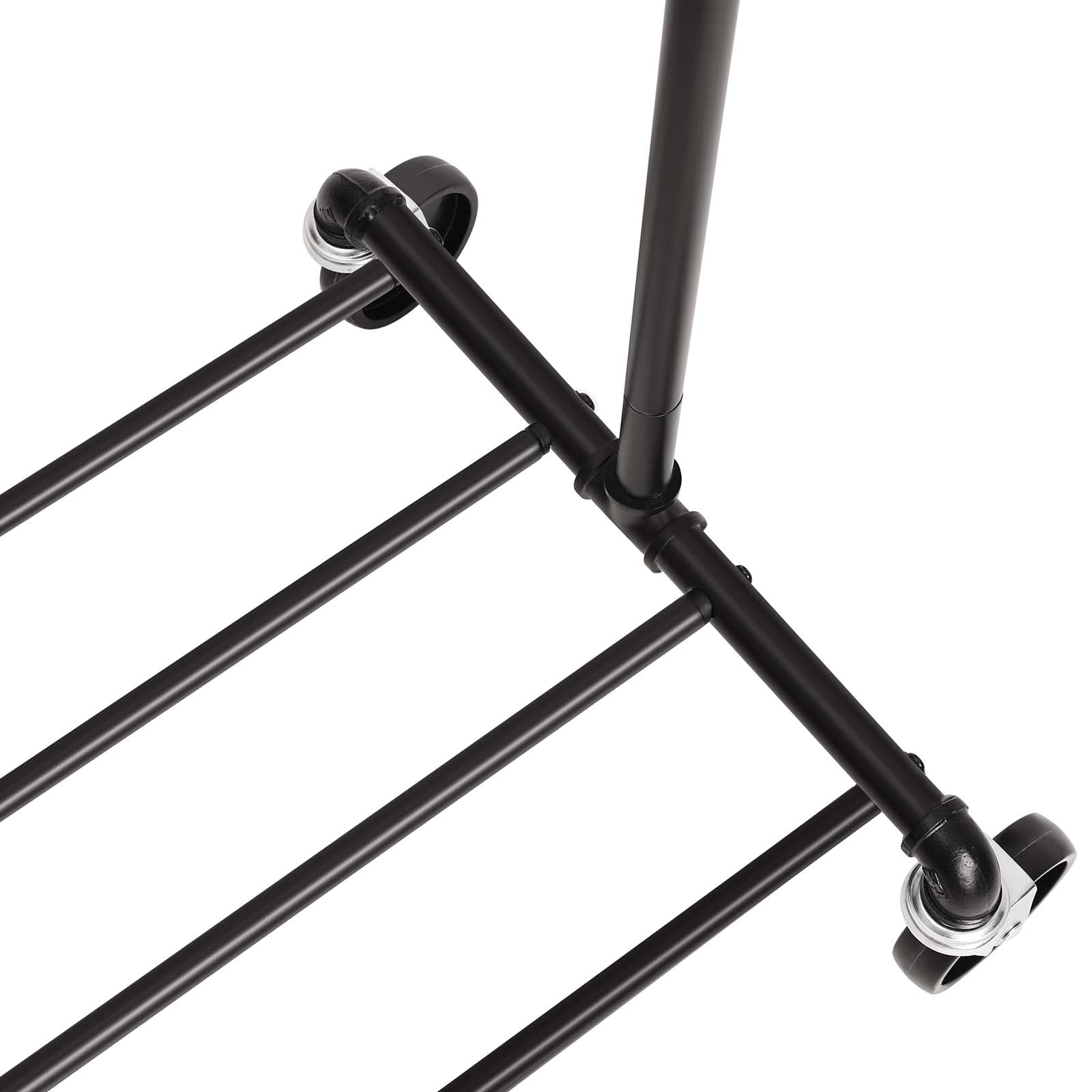 Heavy Duty Metal Clothes Rack – Black – Mobile Design with Shelf – Holds 90 kg