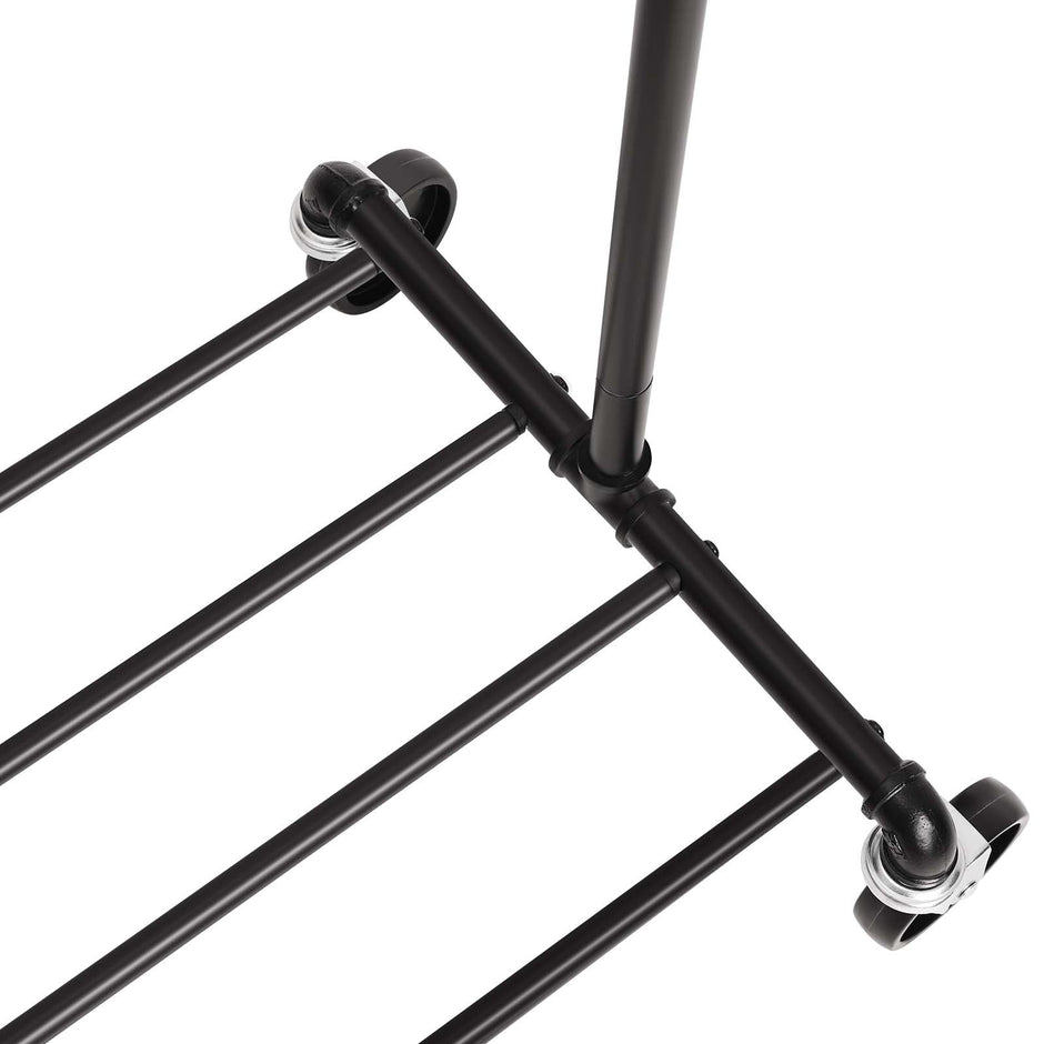 Heavy Duty Metal Clothes Rack – Black – Mobile Design with Shelf – Holds 90 kg