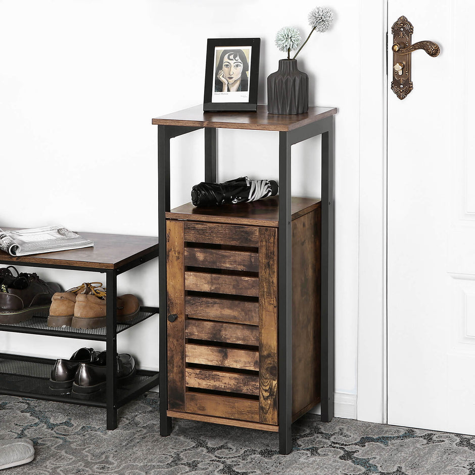 Industrial Floor Standing Cabinet – Wood – Rustic Brown – Versatile Storage Solution with Shelf