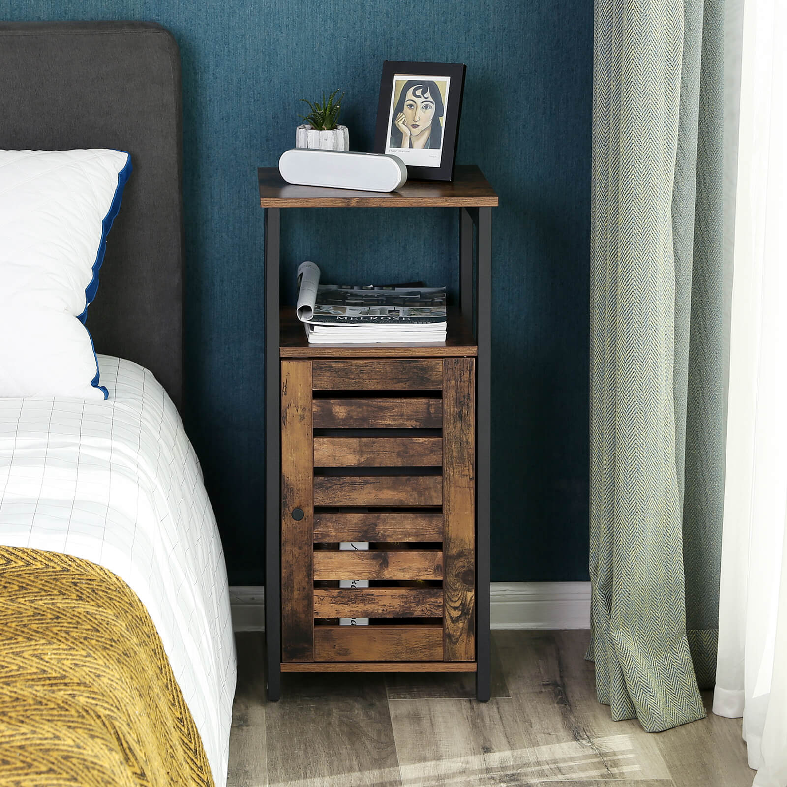 Industrial Floor Standing Cabinet – Wood – Rustic Brown – Versatile Storage Solution with Shelf