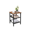 Industrial Side Table – Metal and Wood – Rustic Brown – Adjustable Mesh Shelves