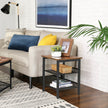 Industrial Side Table – Metal and Wood – Rustic Brown – Adjustable Mesh Shelves