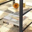 Industrial Side Table – Metal and Wood – Rustic Brown – Adjustable Mesh Shelves