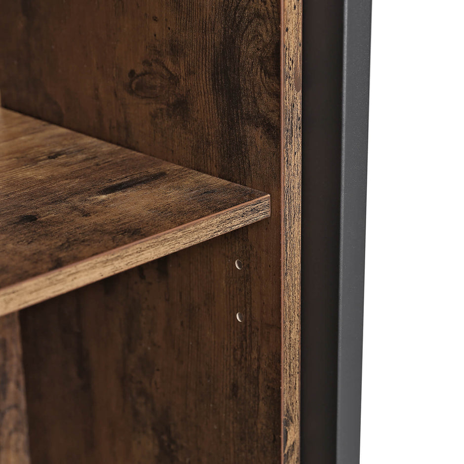Industrial Storage Cabinet – Wood – Rustic Brown – Floor Standing with 3 Shelves and Cupboard