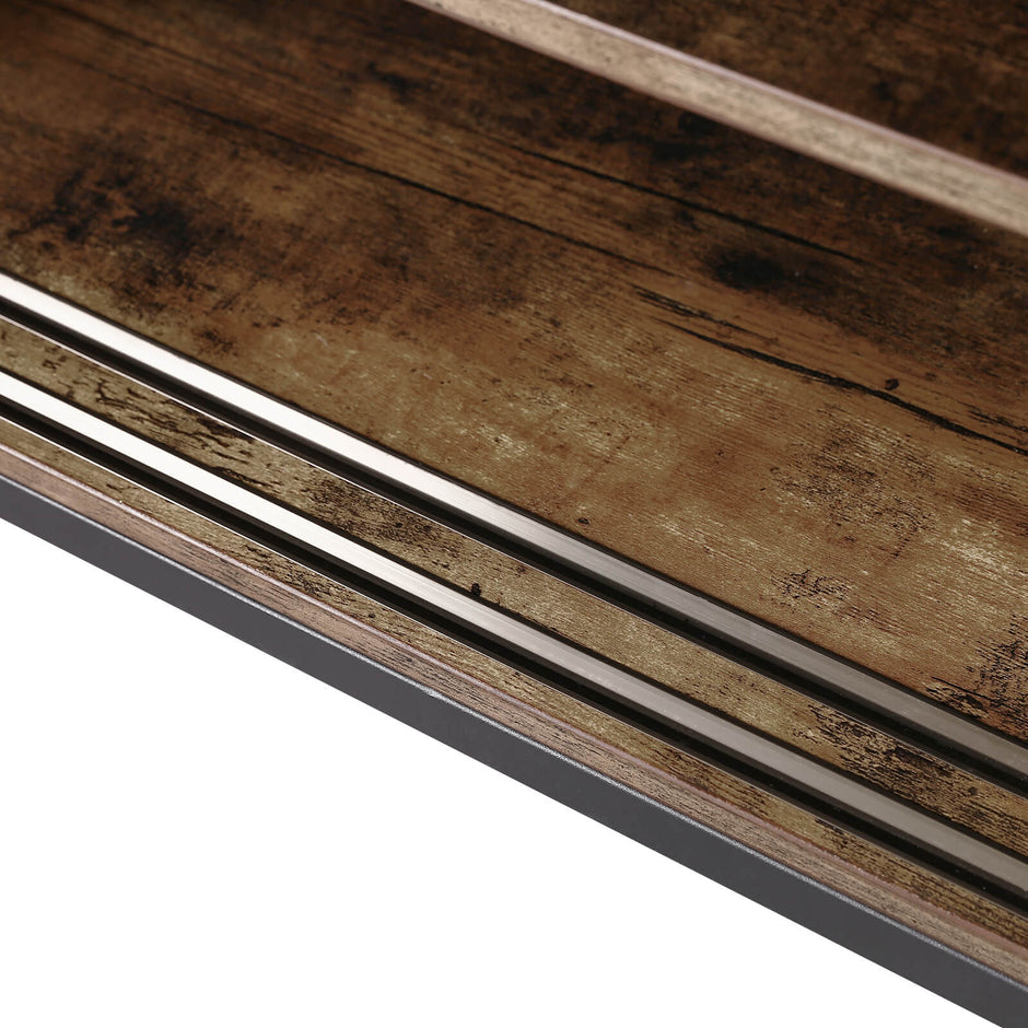 Industrial TV Media Stand – Iron – Rustic Brown – Sliding Doors and 2 Shelves