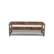 Industrial TV Stand – Wood Grain – Rustic Brown – Lengthened Design with Metal Frame