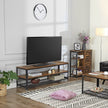 Industrial TV Stand – Wood Grain – Rustic Brown – Lengthened Design with Metal Frame