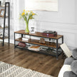 Industrial TV Stand – Wood Grain – Rustic Brown – Lengthened Design with Metal Frame