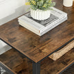 Industrial TV Stand – Wood Grain – Rustic Brown – Lengthened Design with Metal Frame