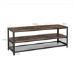 Industrial TV Stand – Wood Grain – Rustic Brown – Lengthened Design with Metal Frame
