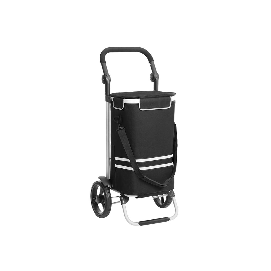 Shopping Trolley – Solid Material – Black – Insulated Cooling Bag, Large Capacity 35L, Foldable Design