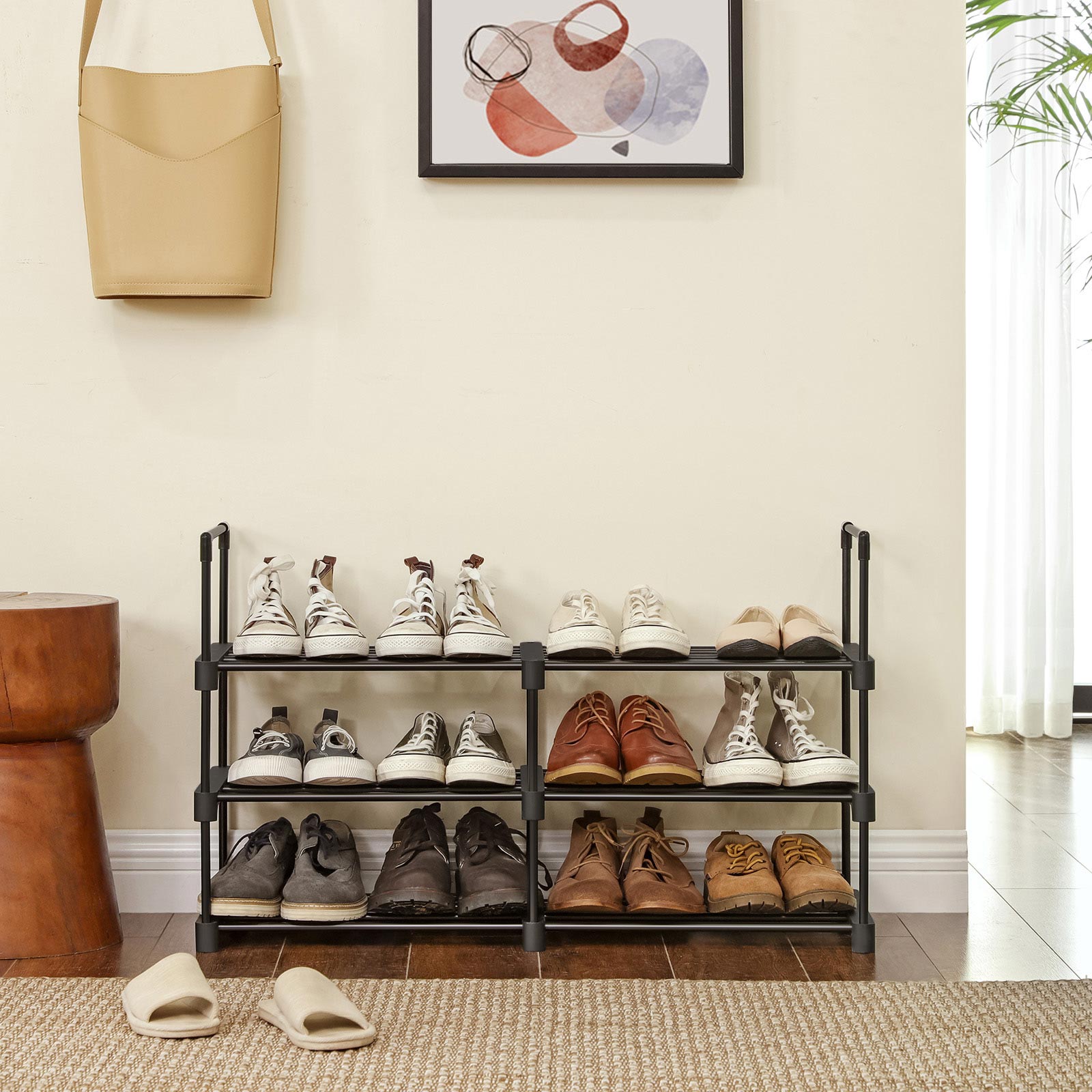 Shoe Rack – Iron – Black – Customisable 6-Tier Design