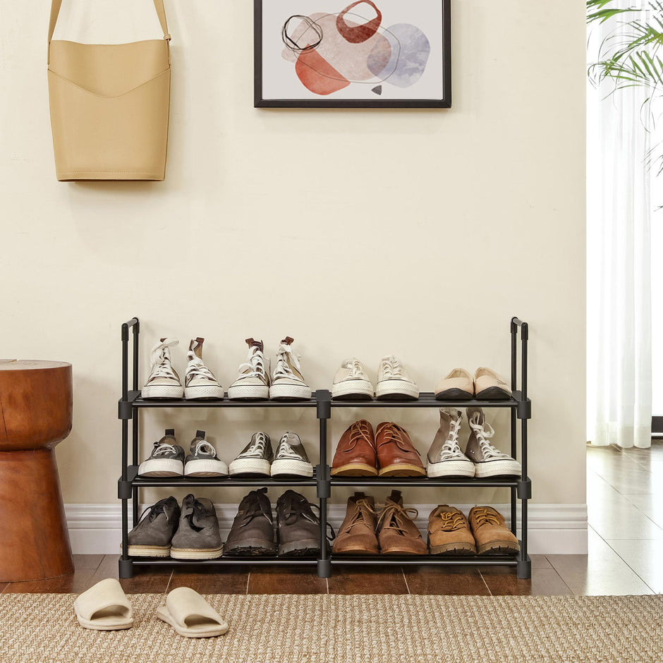 Shoe Rack – Iron – Black – Customisable 6-Tier Design