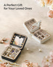 Travel Jewellery Box – PU Leather – Compact Size – Interior Mirror