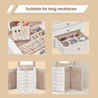 Jewellery Box – Wood – White – 6 Tiers with Mirror and Lockable Design