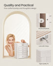 6-Tier Jewellery Box – Wood – White – With Side Wings, Mirror, and Drawers