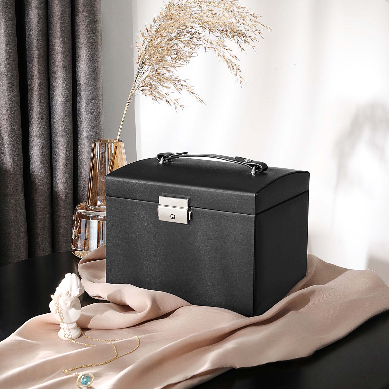 Jewelry Box – Wood – Black – Locking Design