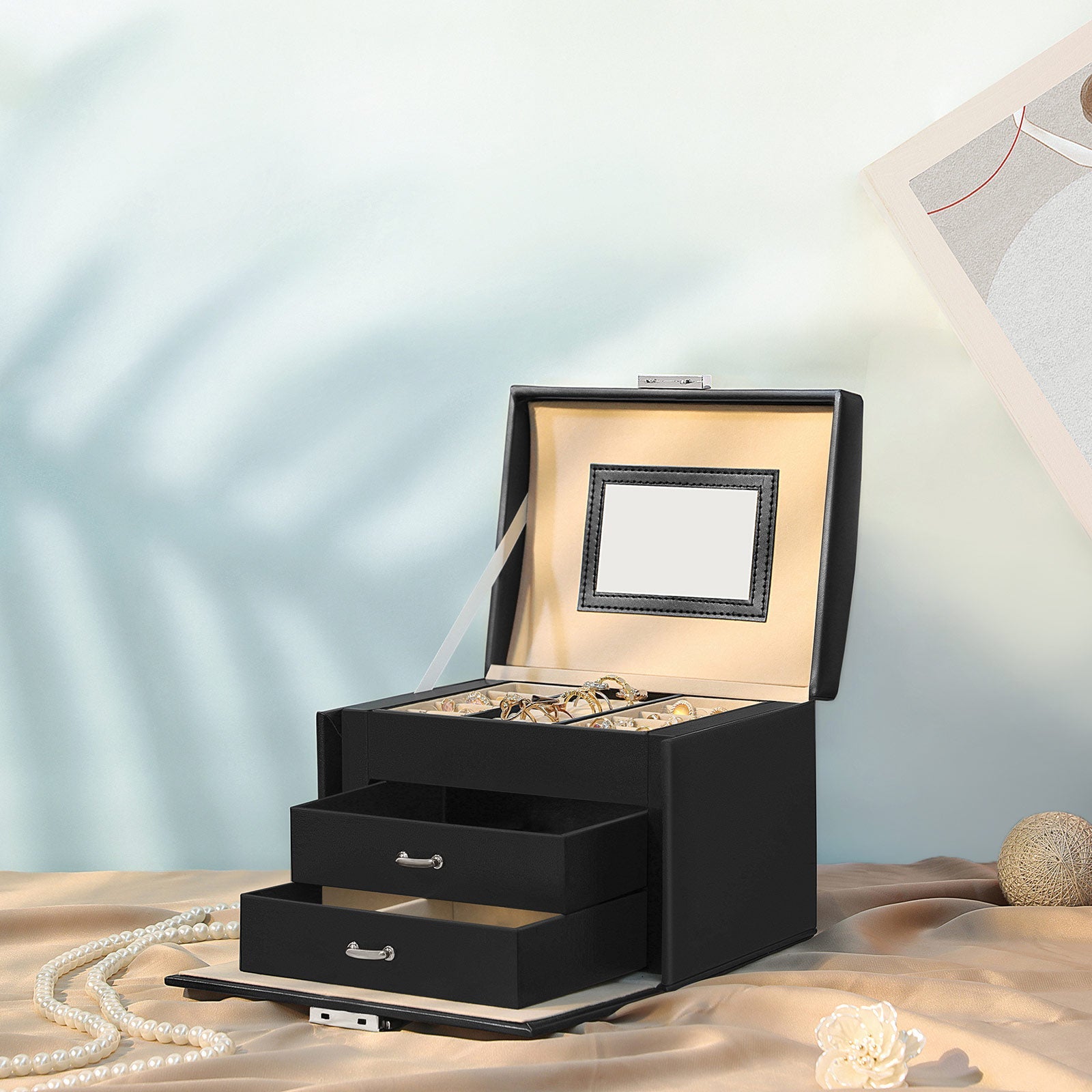 Jewelry Box – Wood – Black – Locking Design