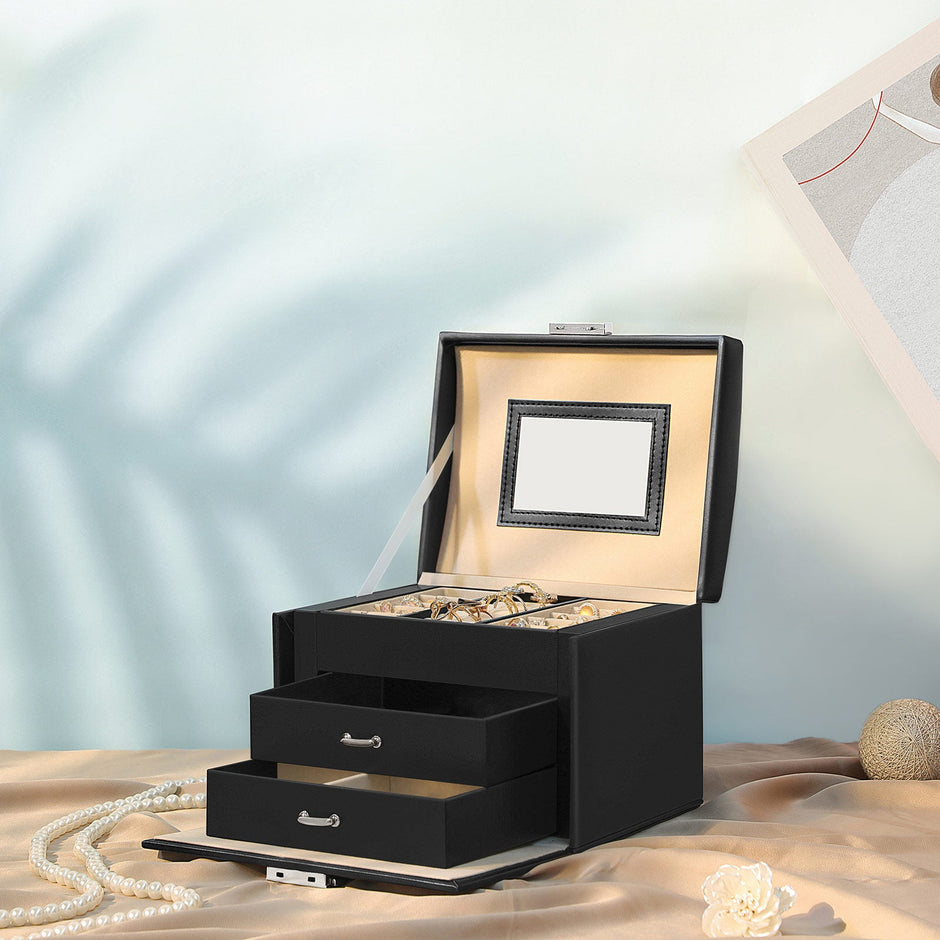 Jewelry Box – Wood – Black – Locking Design