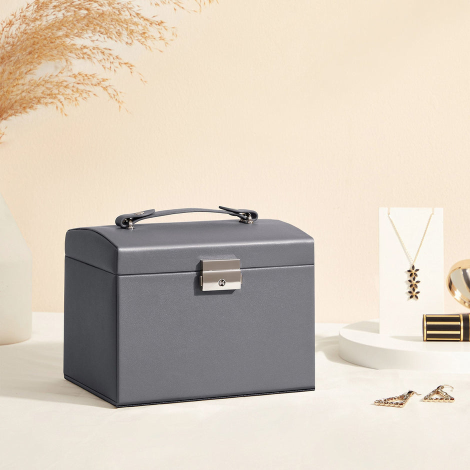 Jewellery Box – Fabric – Gold – Elegant Design with Multiple Compartments