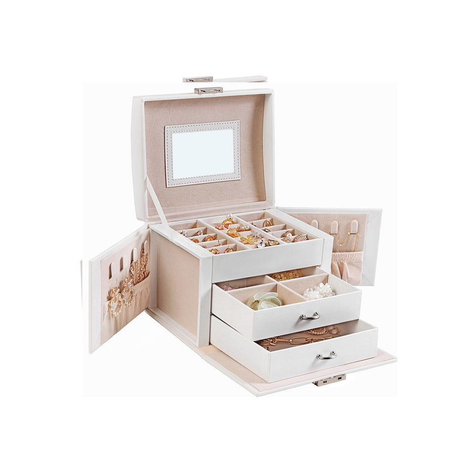 Jewelry Storage Box – Leather – White – Elegant Design