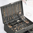 Jewellery Box – Wood – Black – 2 Levels with Drawer and Key