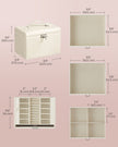 Jewellery Box – Wood – Cream White – 4-Tier with Handle and Drawers