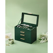 Jewellery Box – Glass – Forest Green and Gold – 4-Tier with Drawers