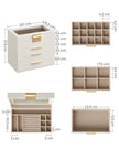 Jewellery Box – Glass – Grey and Gold – 4-Tier Organiser with 3 Drawers