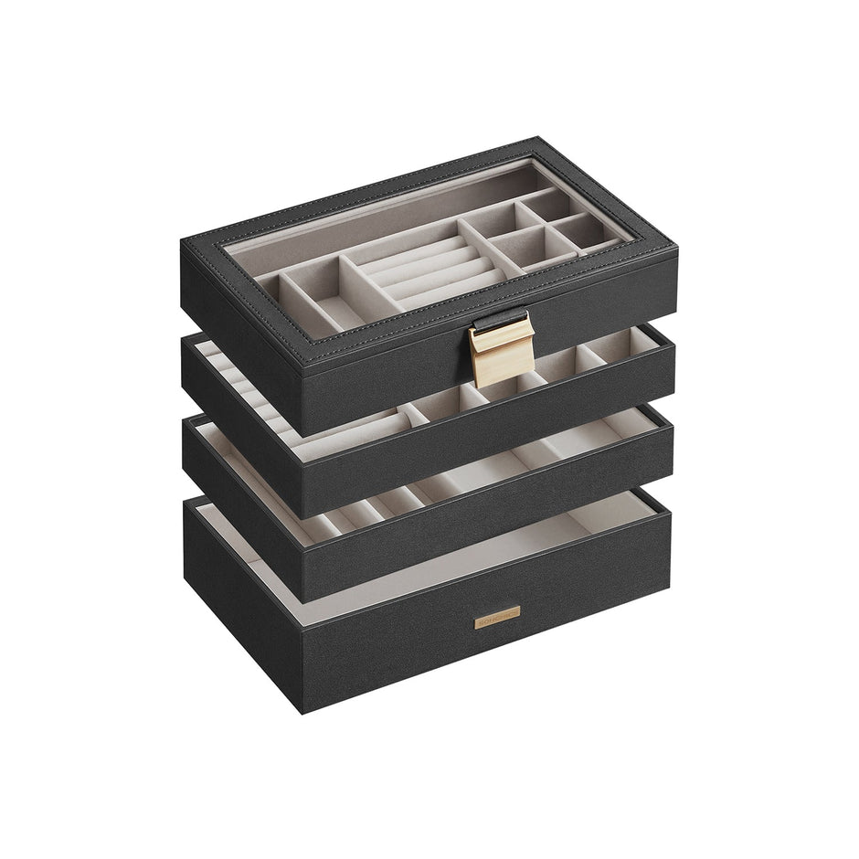 Jewellery Tray – Stackable – Clear Glass – 4-Tier Design