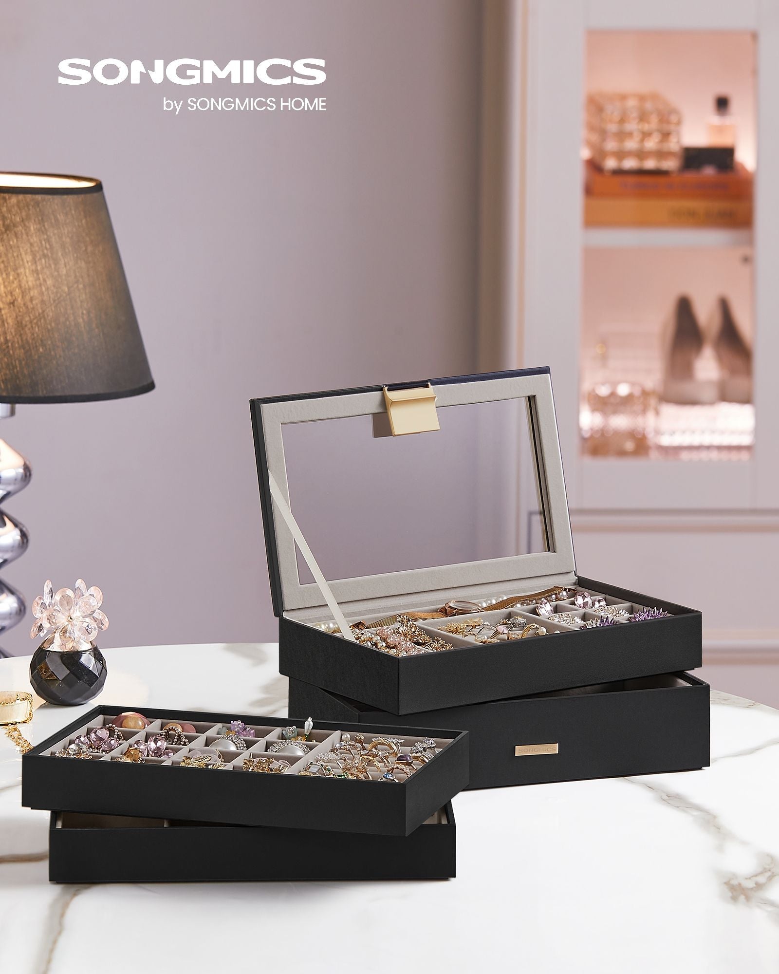 Jewellery Tray – Stackable – Clear Glass – 4-Tier Design