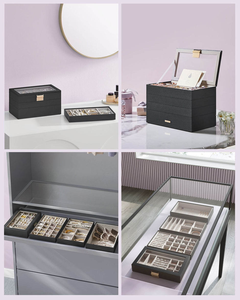 Jewellery Tray – Stackable – Clear Glass – 4-Tier Design