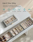 4-Tier Stackable Jewellery Box – Glass – Dove Gray – Clear Lid