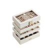 5-Tier Stackable Jewellery Box – Wood – White – Clear Glass Lid