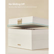 5-Tier Stackable Jewellery Box – Wood – White – Clear Glass Lid