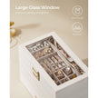 5-Tier Stackable Jewellery Box – Wood – White – Clear Glass Lid