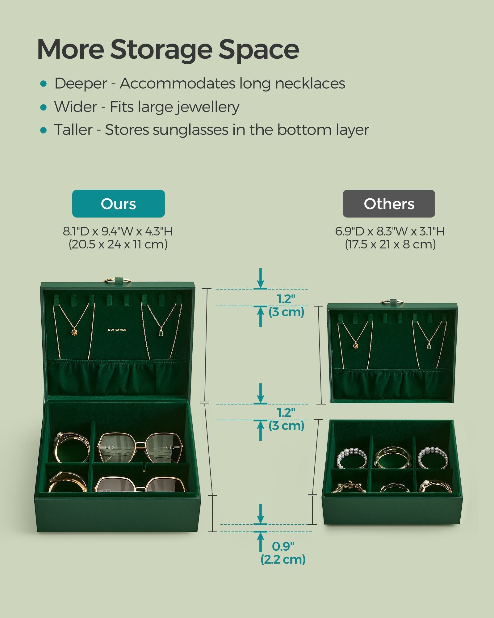 Jewellery Box – Wood – White – Two Layers with Removable Tray