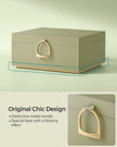 Jewellery Box – Fabric – Laurel Green – 2-Layer with Removable Tray and Handle
