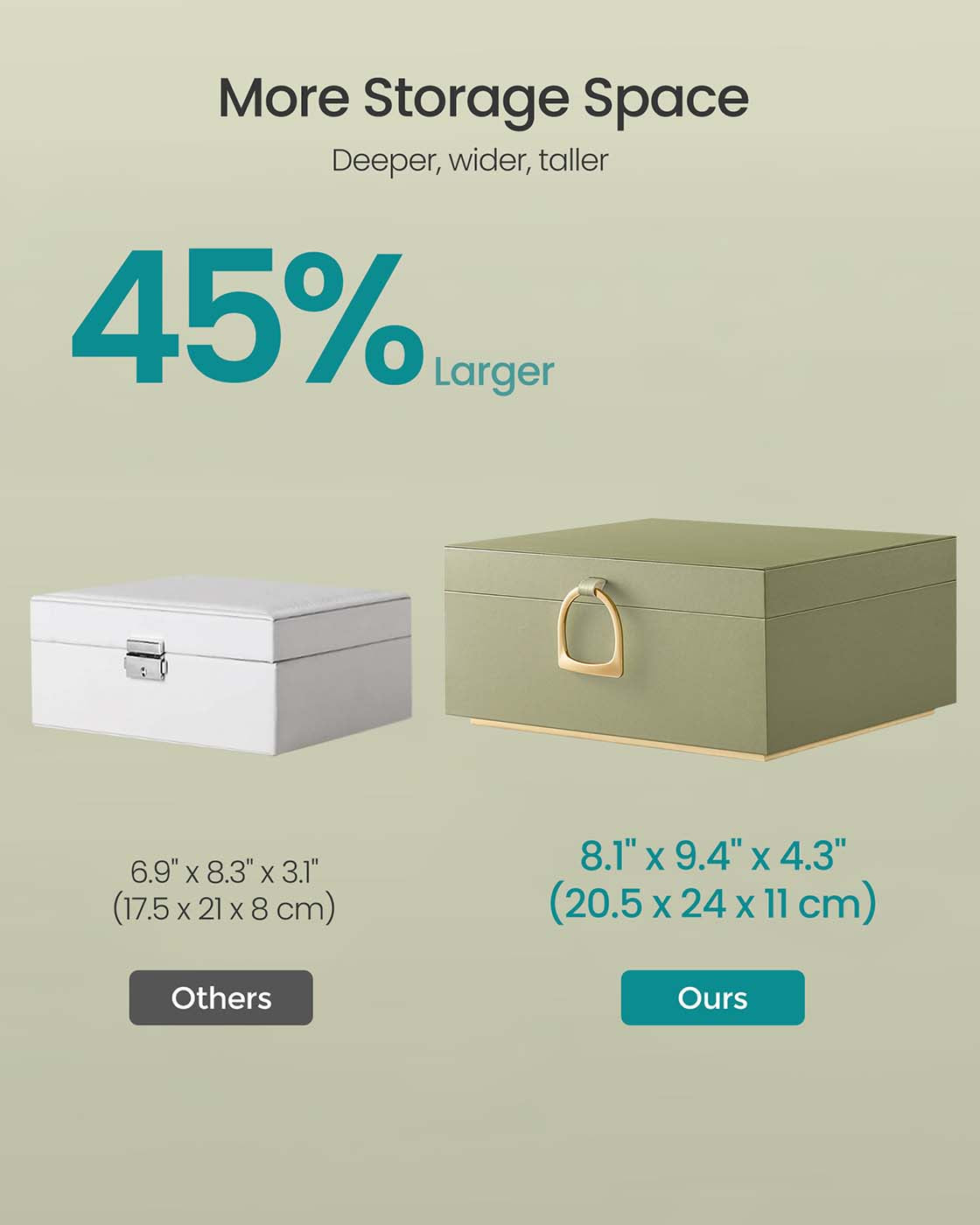 Jewellery Box – Fabric – Laurel Green – 2-Layer with Removable Tray and Handle