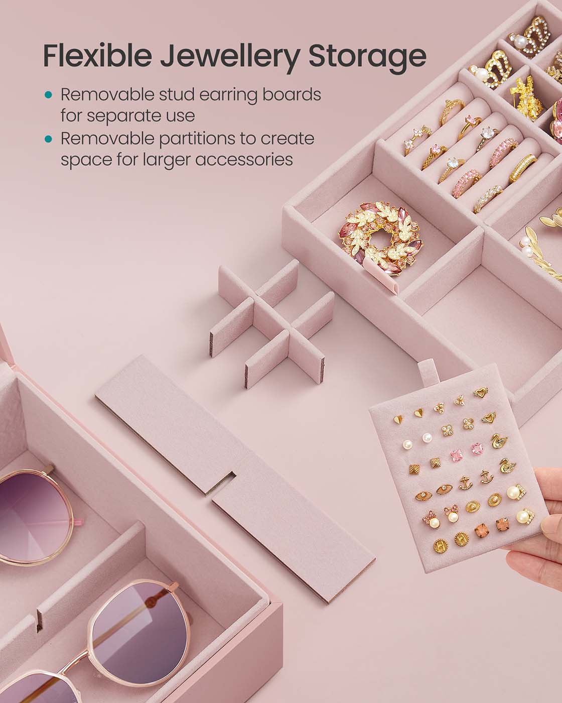 Jewellery Box – Wood – White – Two Layers with Removable Tray