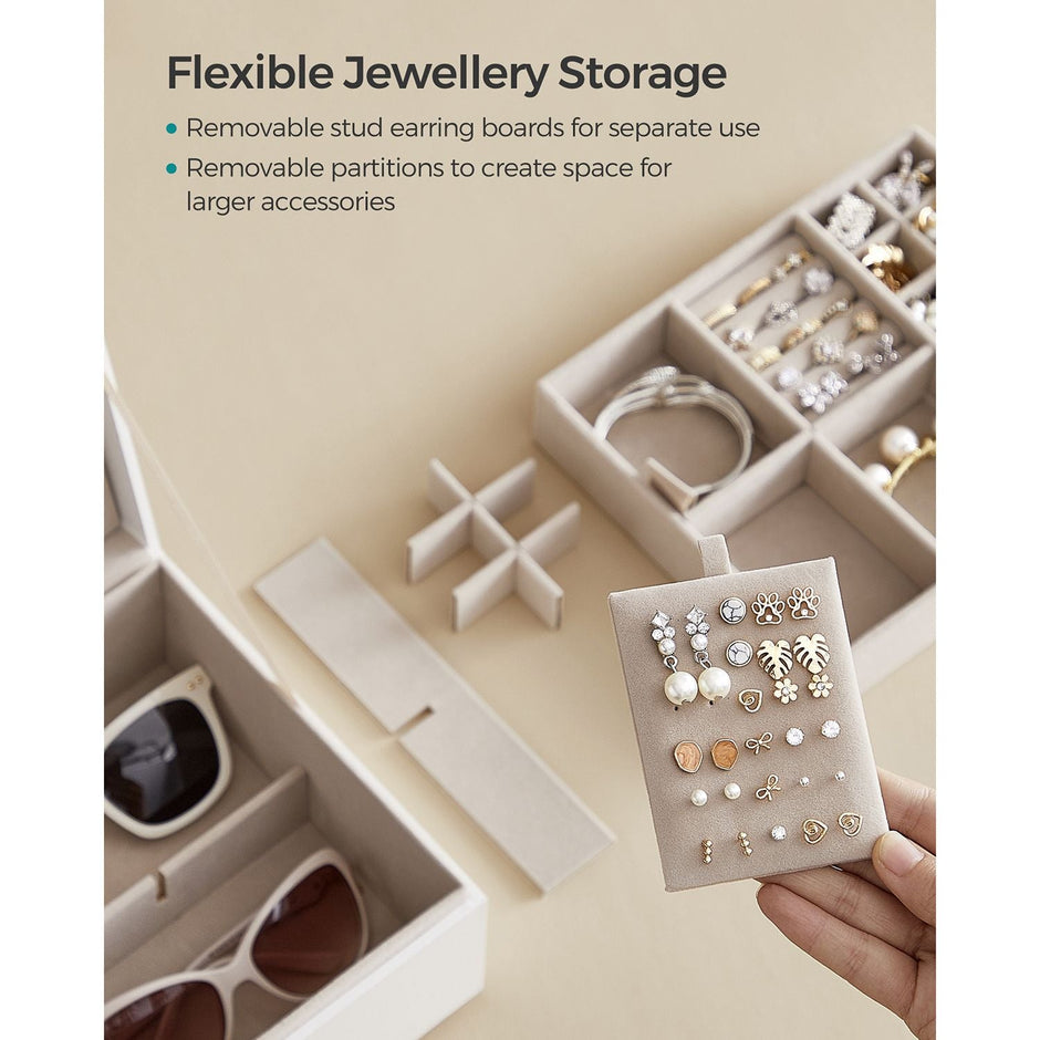 Jewellery Box – MDF – White – 2-Layer with Removable Tray and Handle