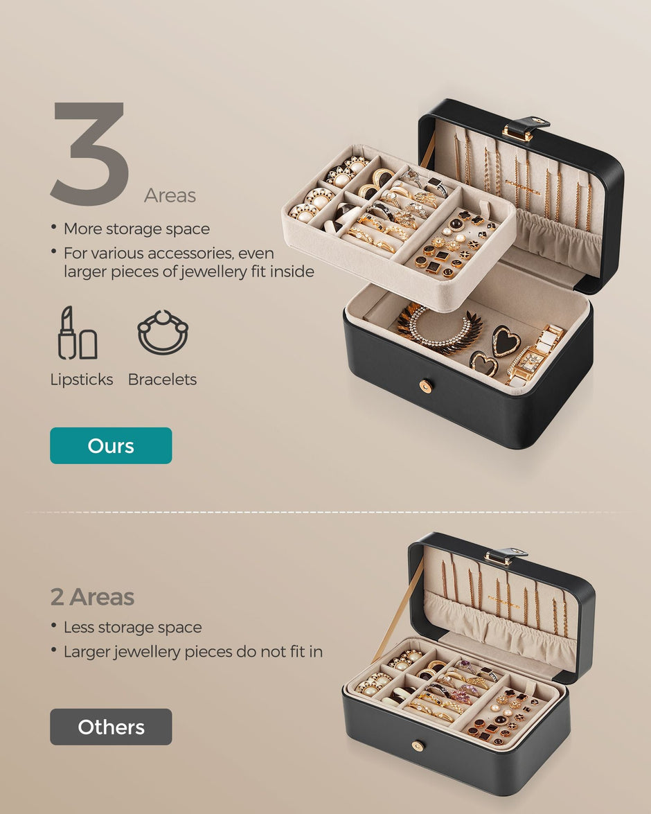 Jewellery Box – Portable – Small – 2-Layer Storage for Larger Accessories