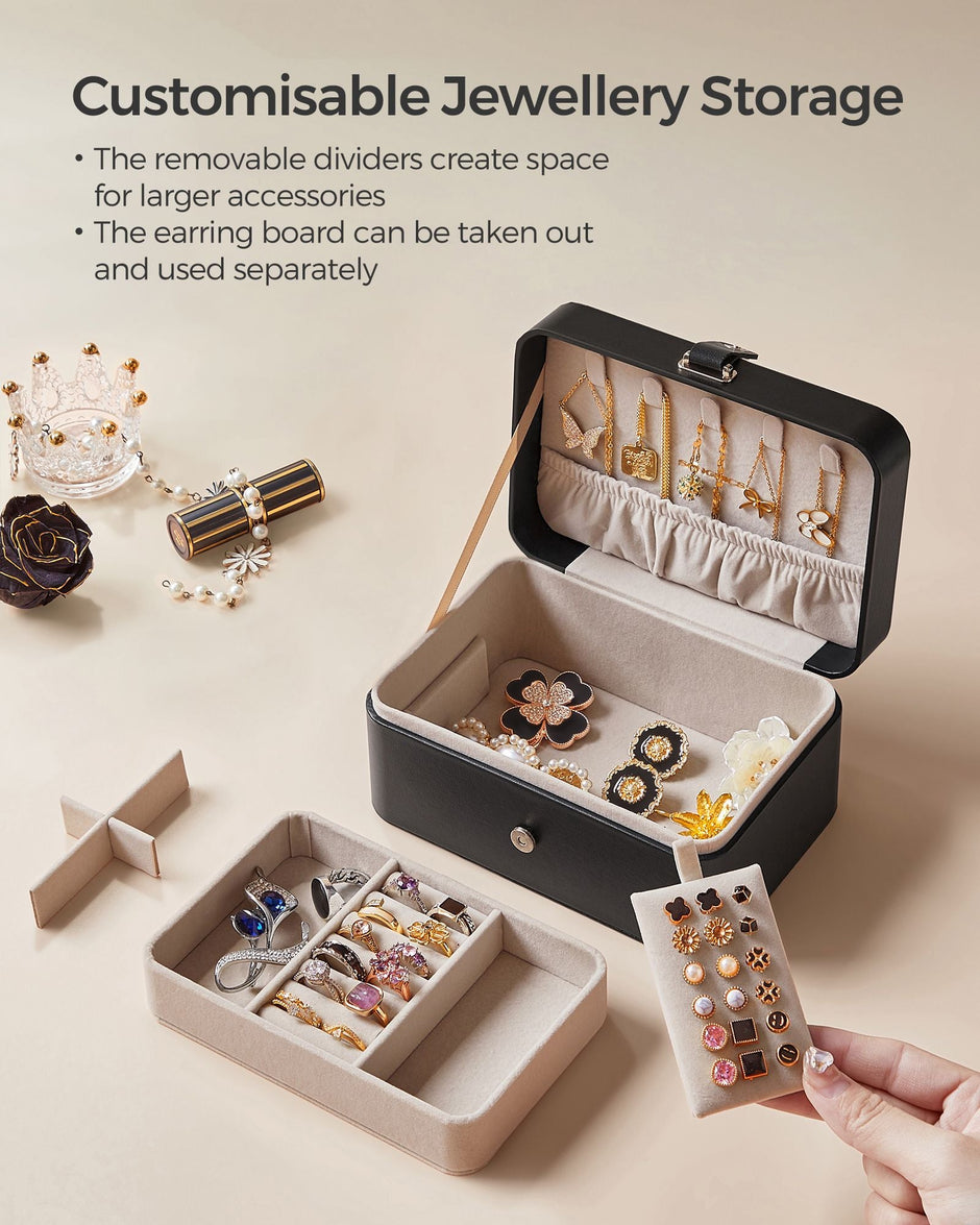 Jewellery Box – Portable – Small – 2-Layer Storage for Larger Accessories