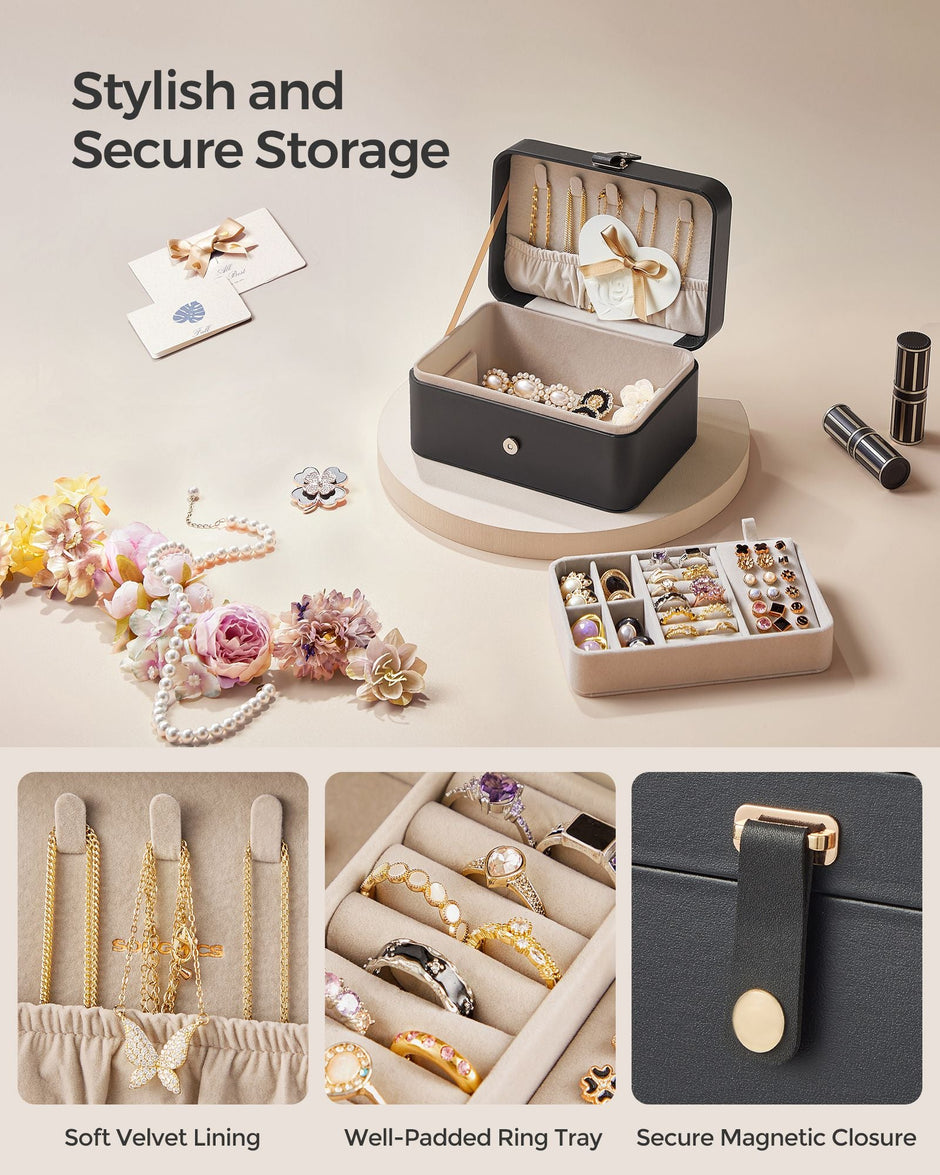 Jewellery Box – Portable – Small – 2-Layer Storage for Larger Accessories