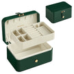 2-Layer Jewellery Box – Forest Green – Portable Design for Larger Accessories