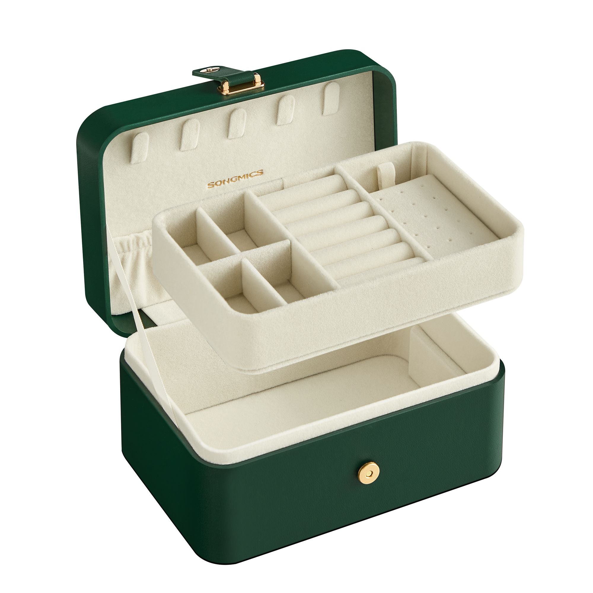 2-Layer Jewellery Box – Forest Green – Portable Design for Larger Accessories