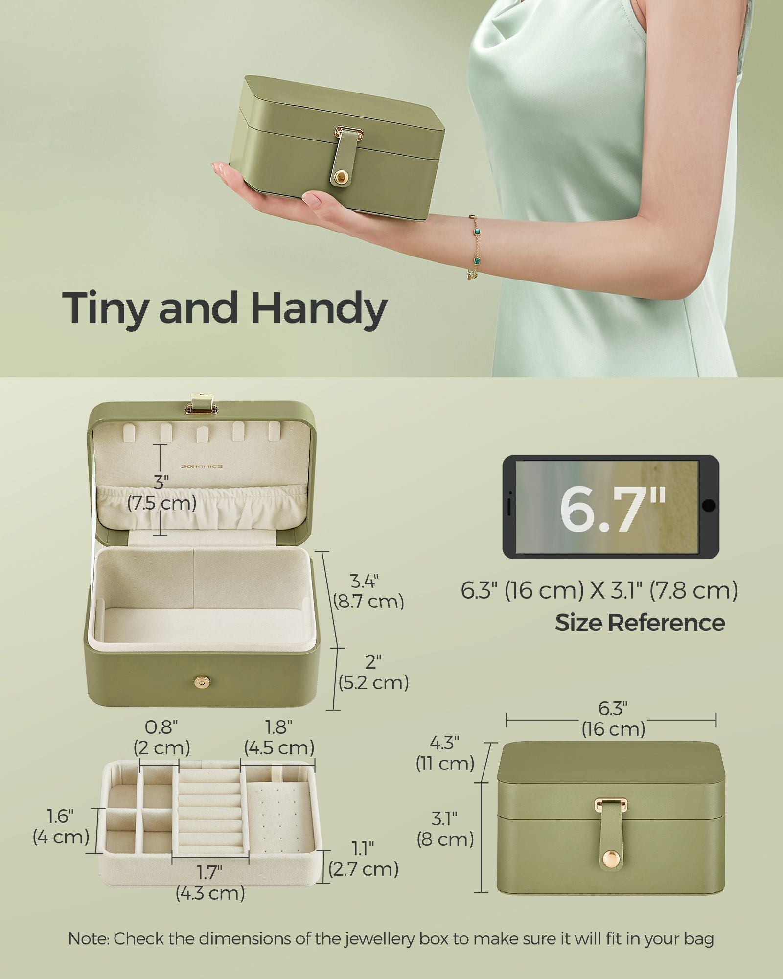 Jewellery Box – Fabric – Grey – Portable 2-Layer Storage for Travel and Larger Accessories