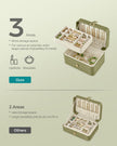 Jewellery Box – Fabric – Grey – Portable 2-Layer Storage for Travel and Larger Accessories