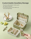 Jewellery Box – Fabric – Grey – Portable 2-Layer Storage for Travel and Larger Accessories